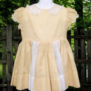 VTG 60's Kate Greenaway Girls Organza & Gold Gingham Party Church Dress Size 5